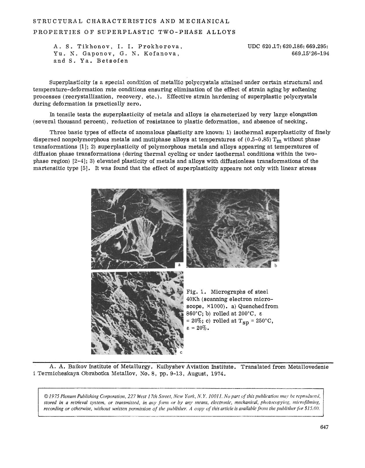 Structural characteristics and mechanical properties of superplastic two-phase alloys by Unknown