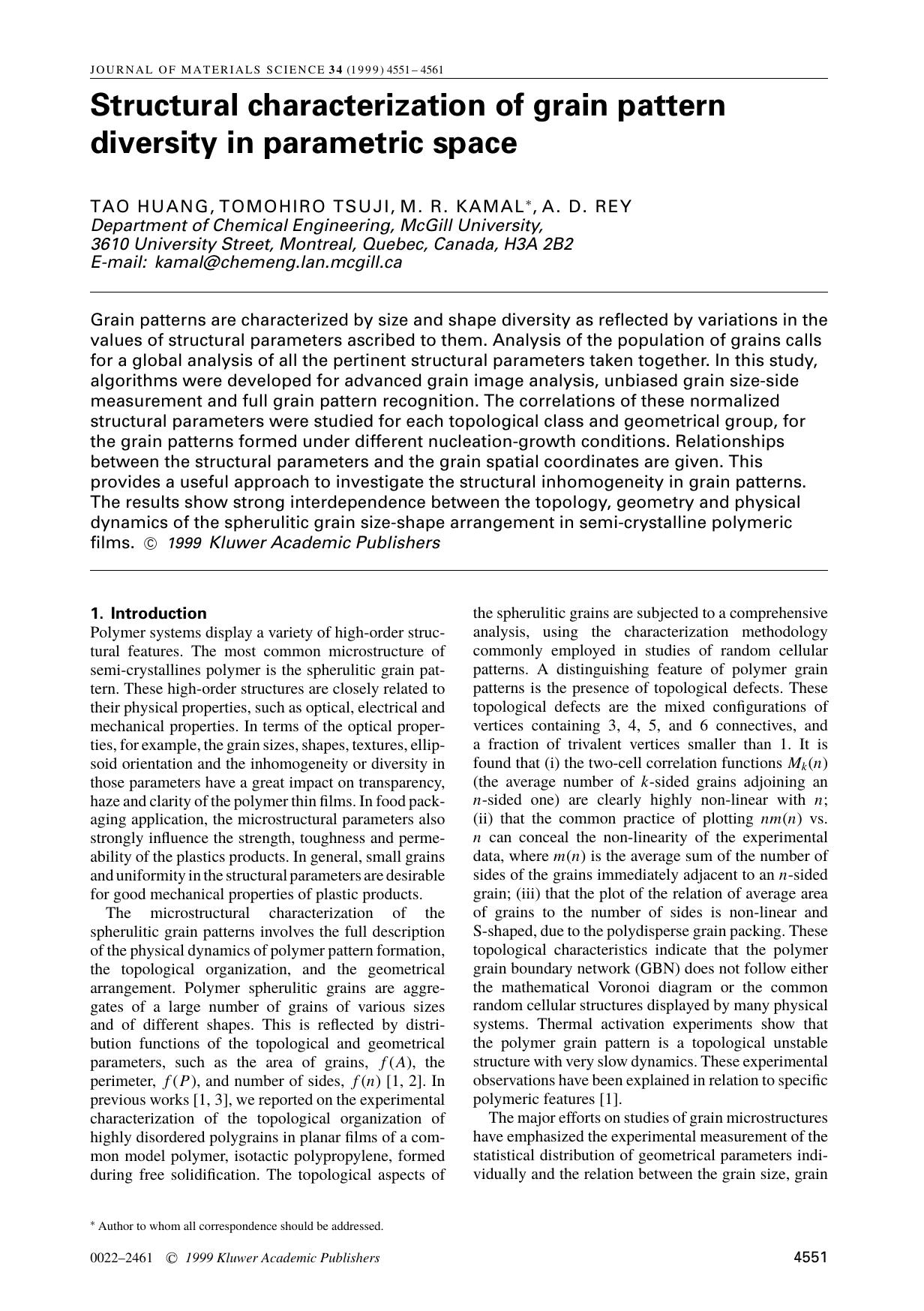 Structural characterization of grain pattern diversity in parametric space by Unknown