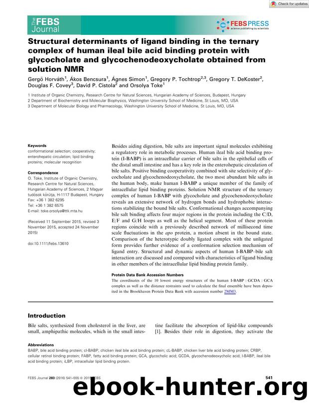 Structural determinants of ligand binding in the ternary complex of human ileal bile acid binding protein with glycocholate and glycochenodeoxycholate obtained from solution NMR by Unknown