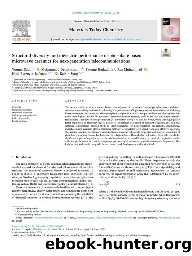 Structural diversity and dielectric performance of phosphate-based microwave ceramics for next-generation telecommunications by unknow