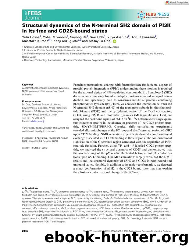 Structural dynamics of the Nâterminal SH2 domain of PI3K in its free and CD28âbound states by Unknown