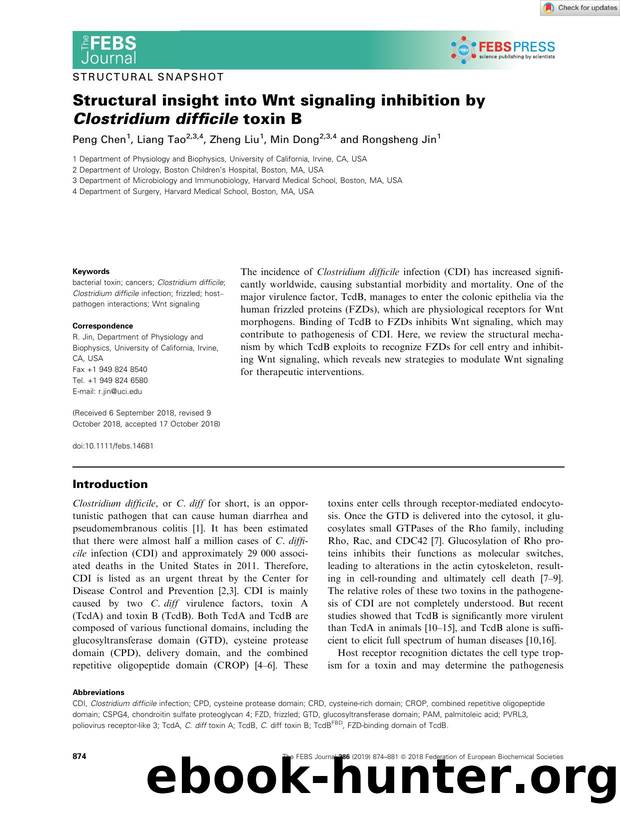 Structural insight into Wnt signaling inhibition by Clostridium difficile toxin B by Unknown