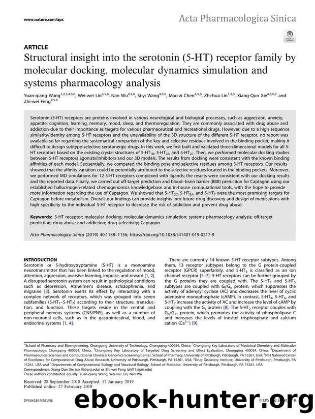 Structural insight into the serotonin (5-HT) receptor family by molecular docking, molecular dynamics simulation and systems pharmacology analysis by unknow