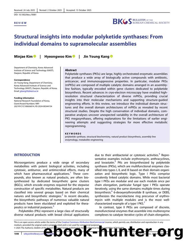 Structural insights into modular polyketide synthases: from individual domains to supramolecular assemblies by Unknown