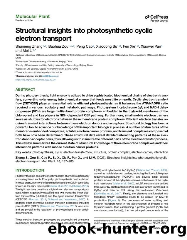 Structural insights into photosynthetic cyclic electron transport by Shumeng Zhang & Baohua Zou & Peng Cao & Xiaodong Su & Fen Xie & Xiaowei Pan & Mei Li