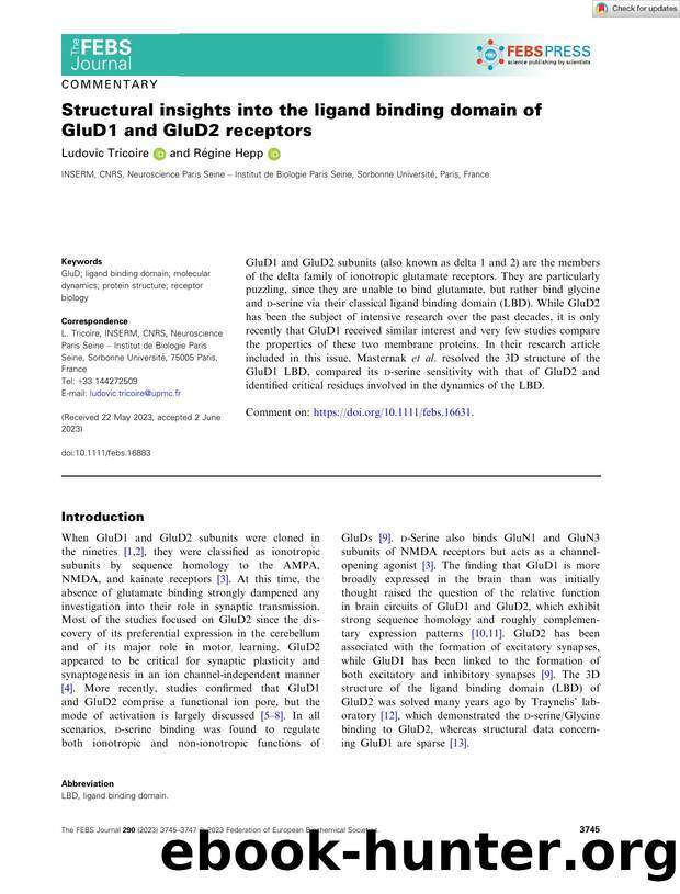 Structural insights into the ligand binding domain of GluD1 and GluD2 receptors by Unknown
