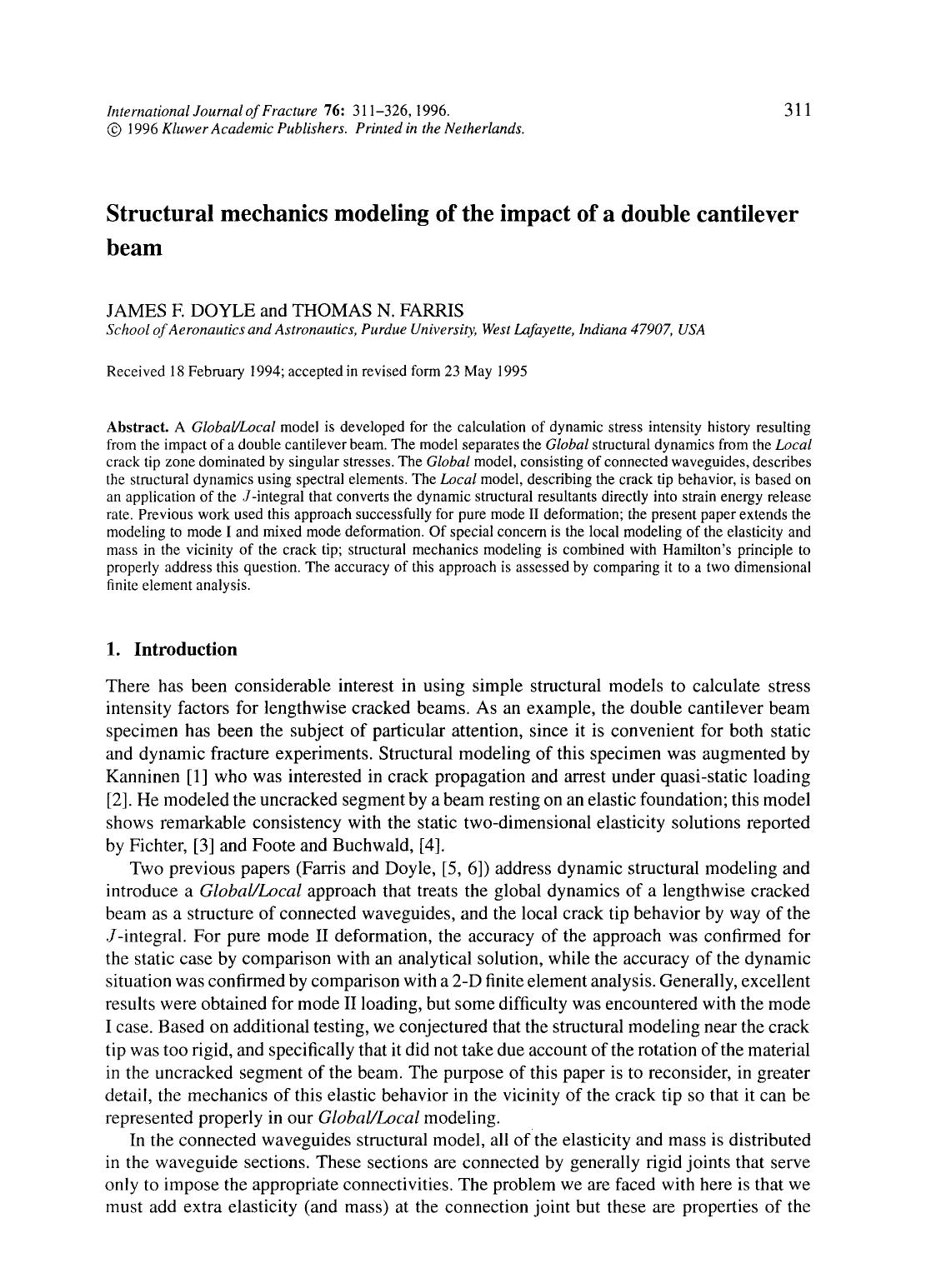 Structural mechanics modeling of the impact of a double cantilever beam by Unknown
