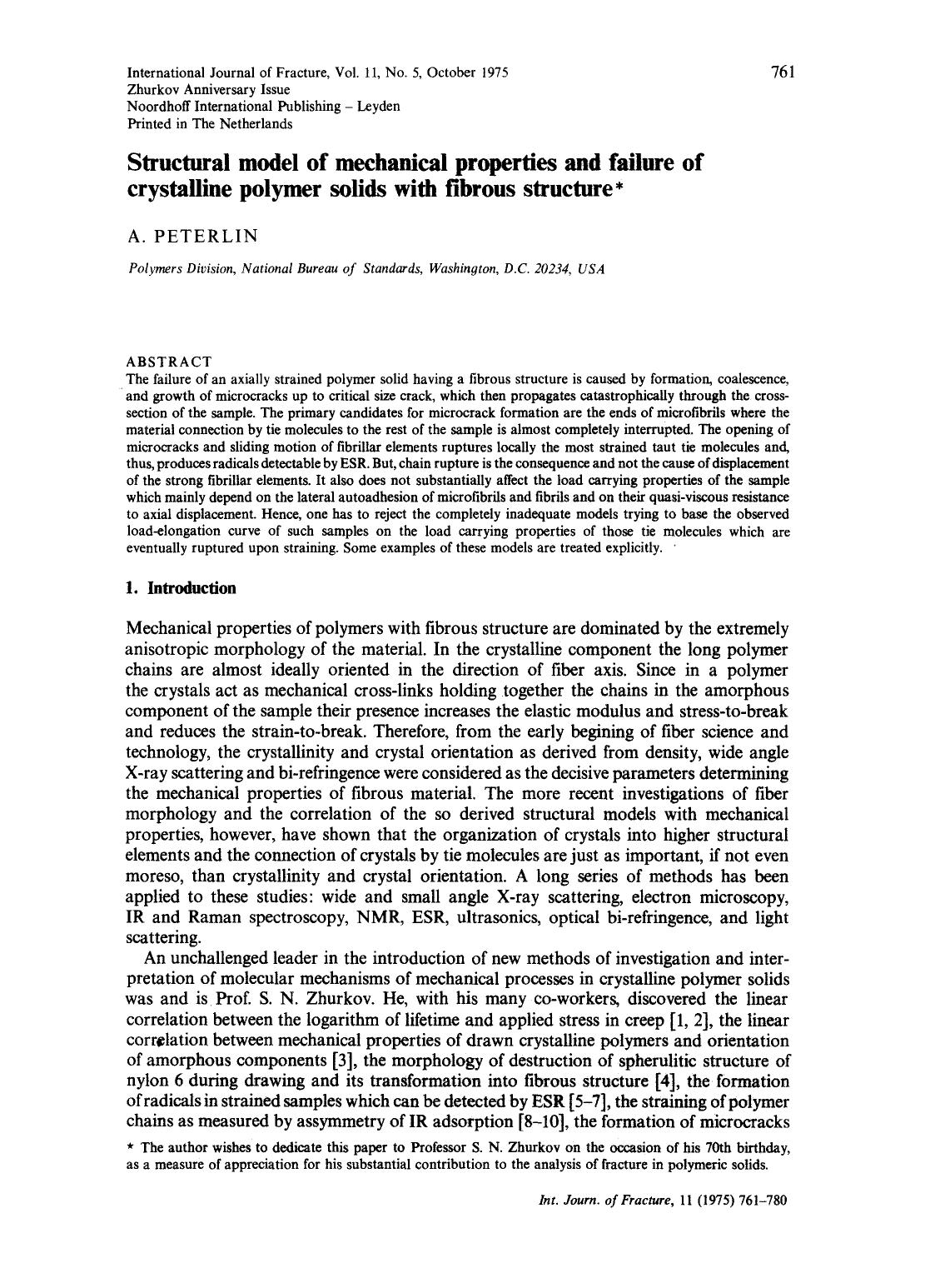 Structural model of mechanical properties and failure of crystalline polymer solids with fibrous structure by Unknown