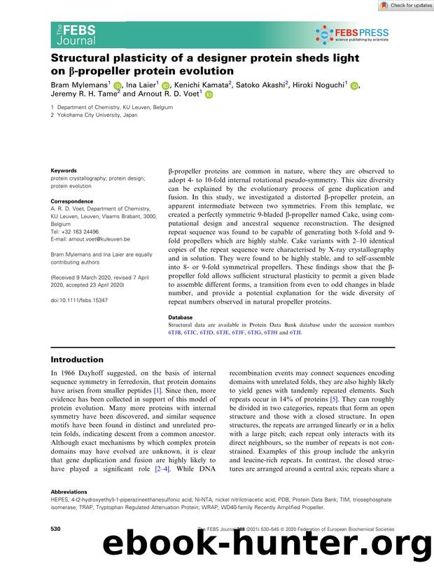 Structural plasticity of a designer protein sheds light on Î²âpropeller protein evolution by Unknown