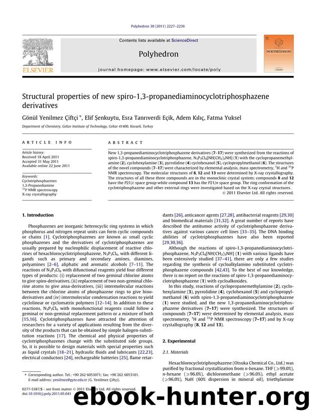 Structural properties of new spiro-1,3-propanediaminocyclotriphosphazene derivatives by unknow