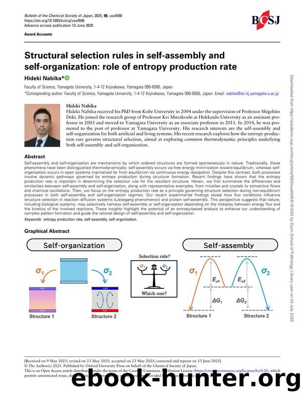 Structural selection rules in self-assembly and self-organization: role of entropy production rate by Hideki Nabika