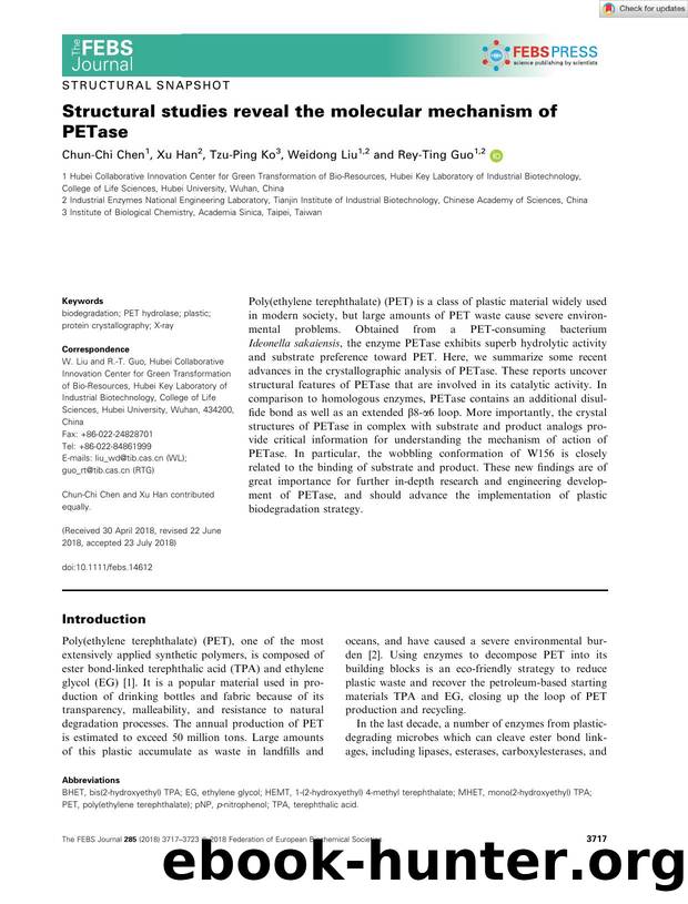 Structural studies reveal the molecular mechanism of PETase by Unknown