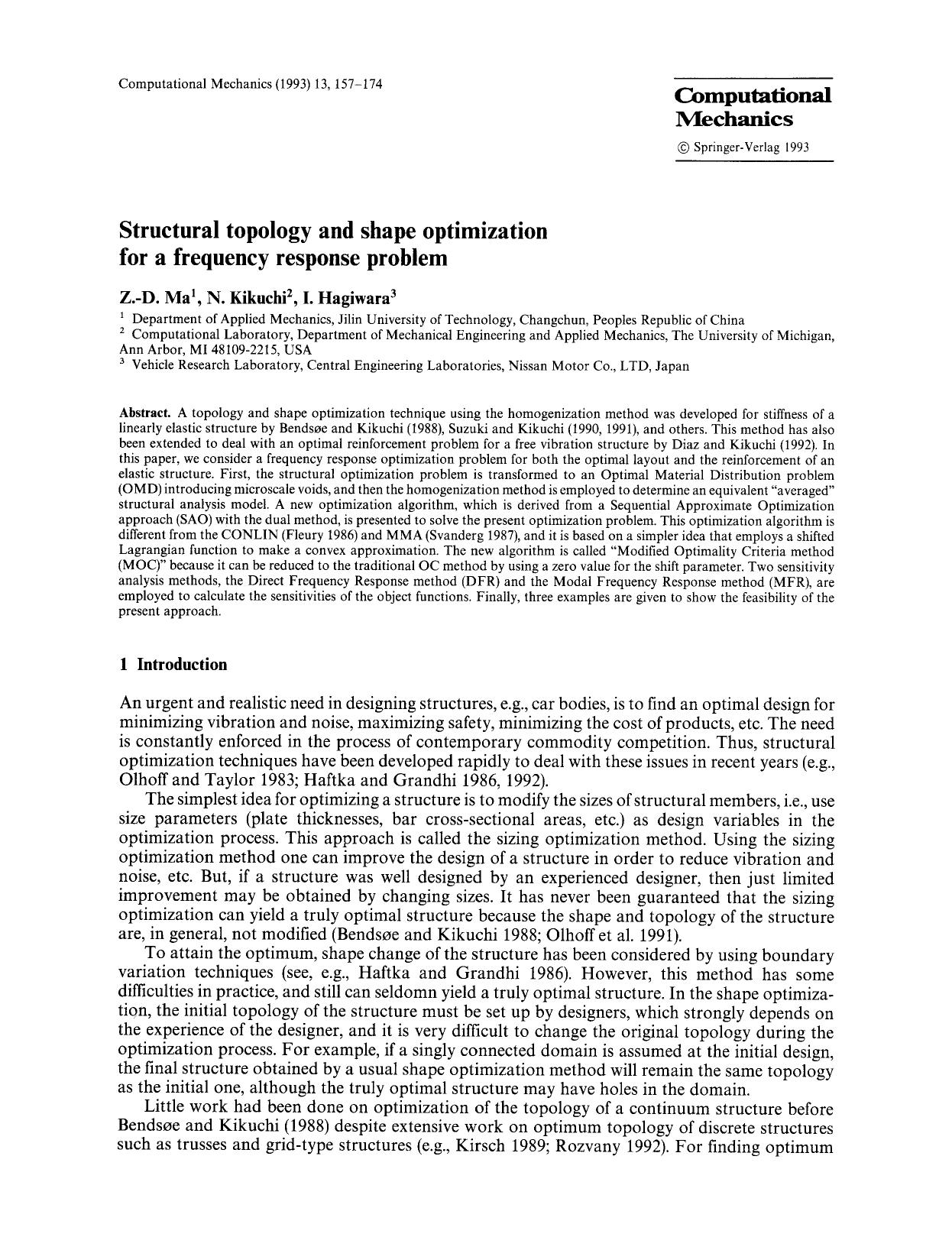 Structural topology and shape optimization for a frequency response problem by Unknown