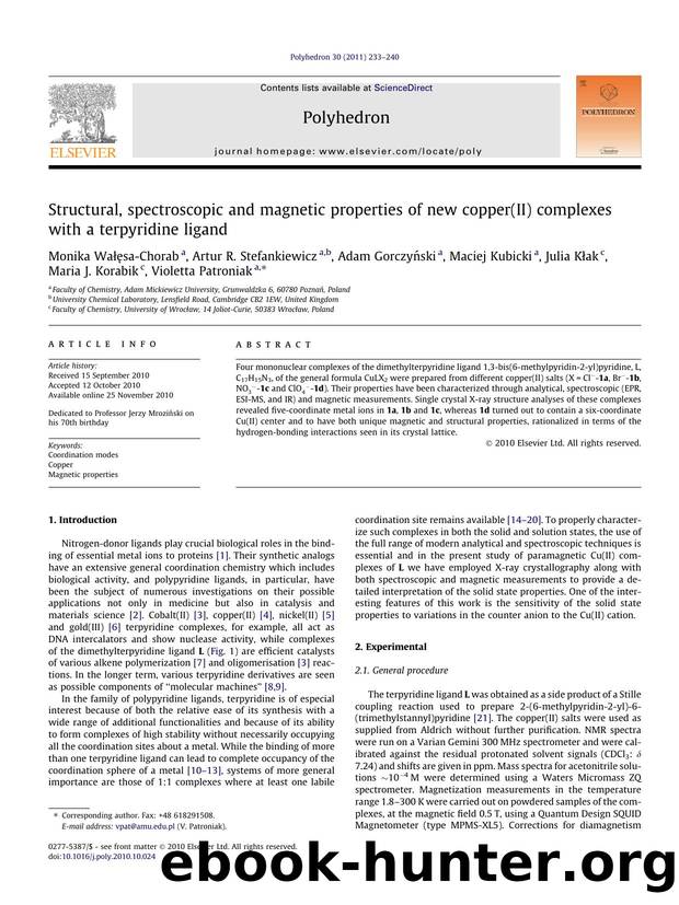 Structural, spectroscopic and magnetic properties of new copper(II) complexes with a terpyridine ligand by unknow