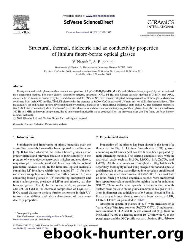 Structural, thermal, dielectric and ac conductivity properties of lithium fluoro-borate optical glasses by V. Naresh
