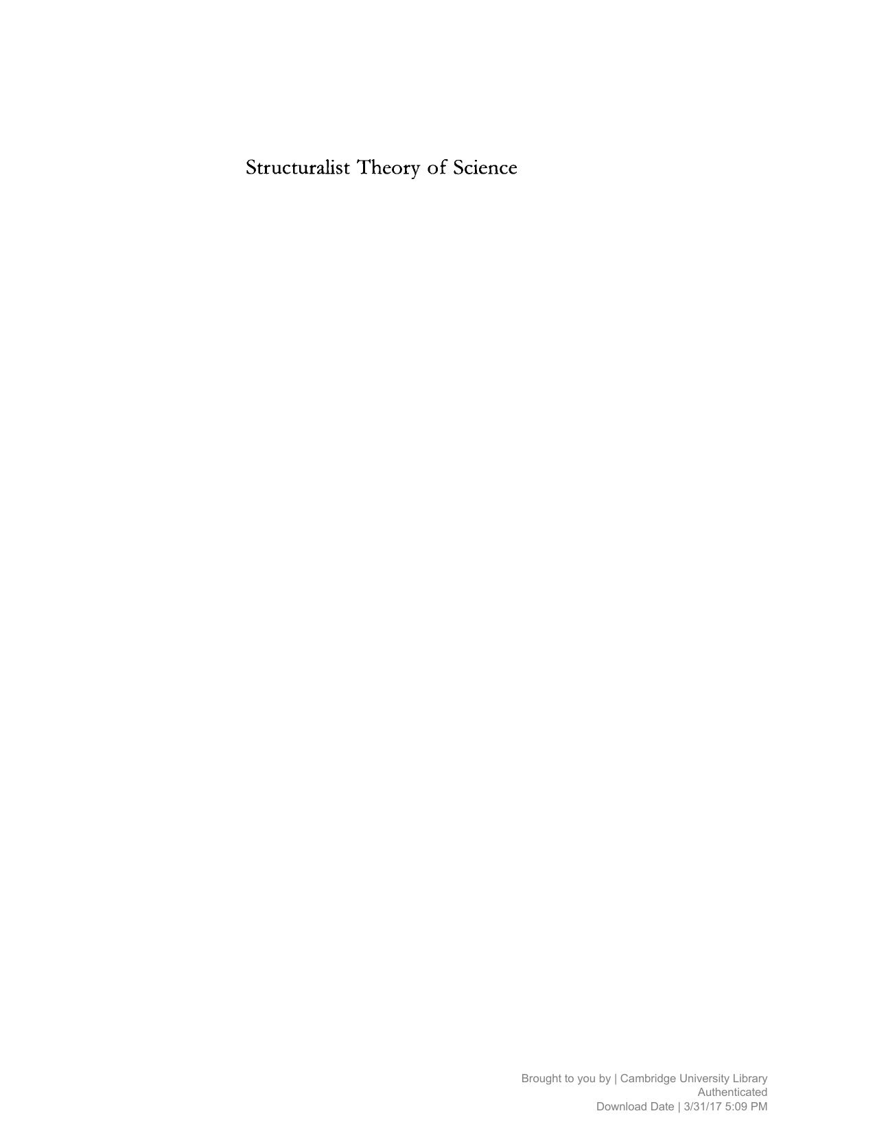 Structuralist Theory of Science: Focal Issues, New Results by Balzer Wolfgang; Moulines C. Ulises (Eds.)