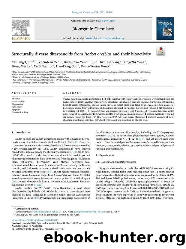 Structurally diverse diterpenoids from Isodon oresbius and their bioactivity by Cai-Ling Qiu