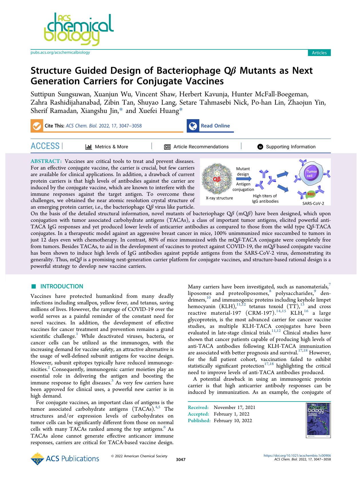 Structure Guided Design of Bacteriophage QÎ² Mutants as Next Generation Carriers for Conjugate Vaccines by unknow