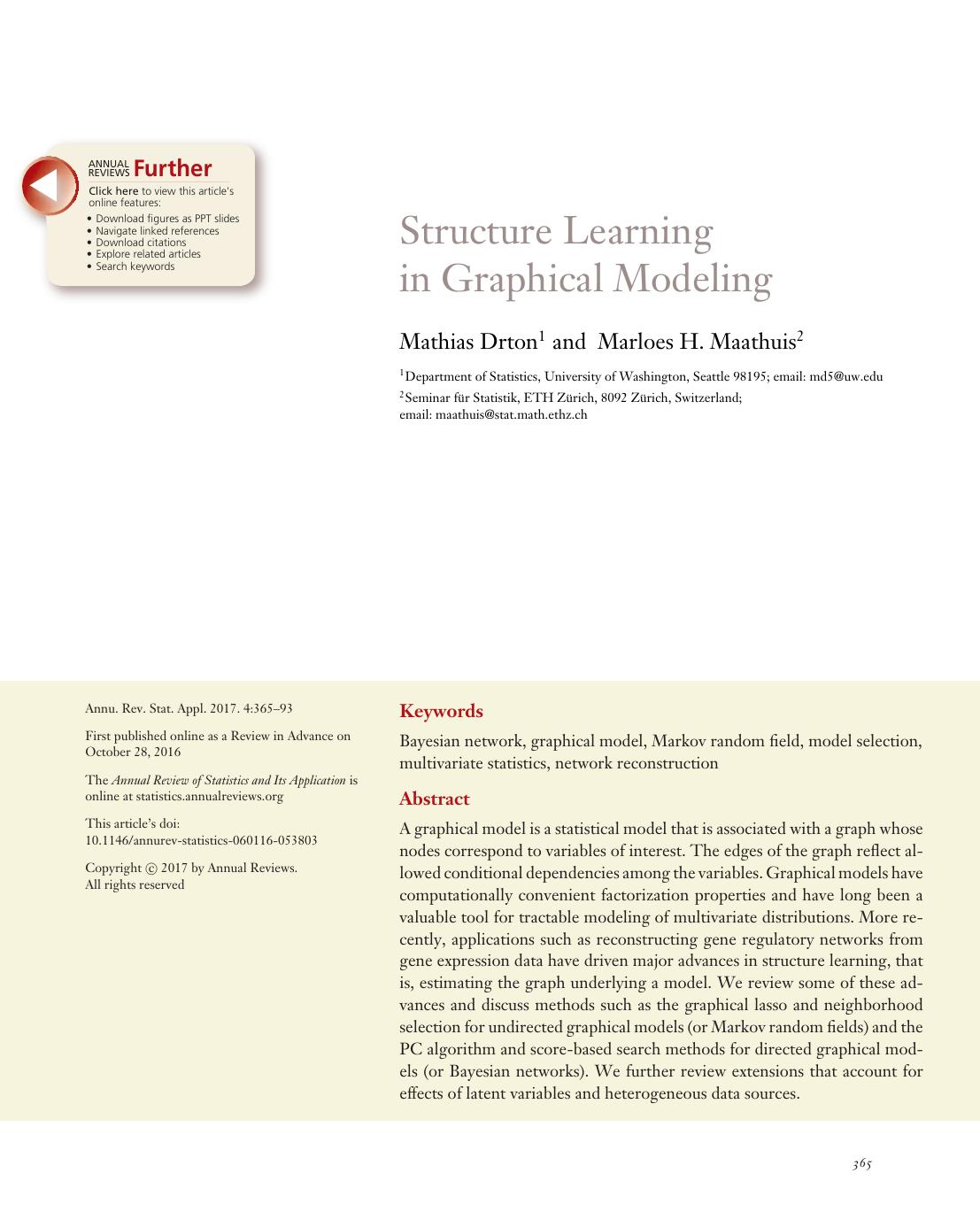Structure Learning in Graphical Modeling by Mathias Drton and Marloes H. Maathuis