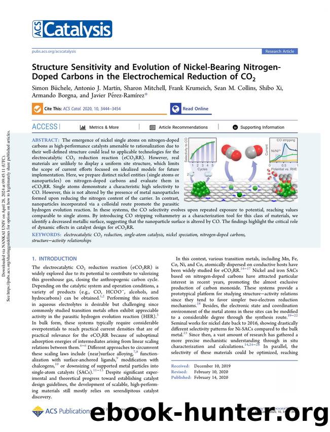 Structure Sensitivity and Evolution of Nickel-Bearing Nitrogen-Doped Carbons in the Electrochemical Reduction of CO2 by unknow