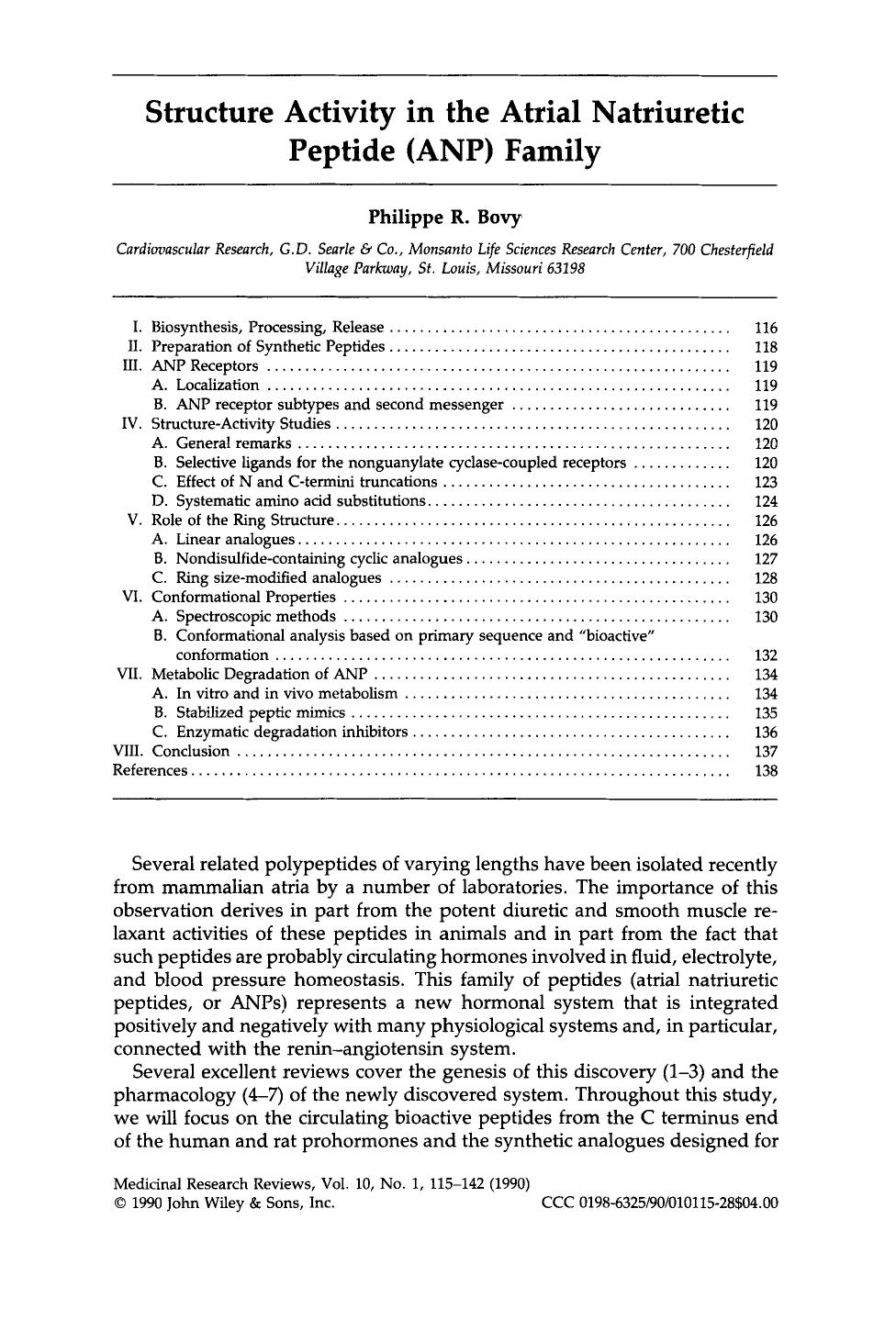Structure activity in the atrial natriuretic peptide (ANP) family by Unknown