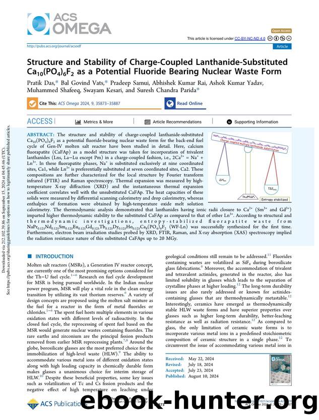 Structure and Stability of Charge-Coupled Lanthanide-Substituted Ca10(PO4)6F2 as a Potential Fluoride Bearing Nuclear Waste Form by unknow