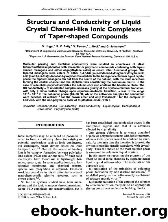 Structure and conductivity of liquid crystal channel-like linic complexes of taper-shaped compounds by Unknown