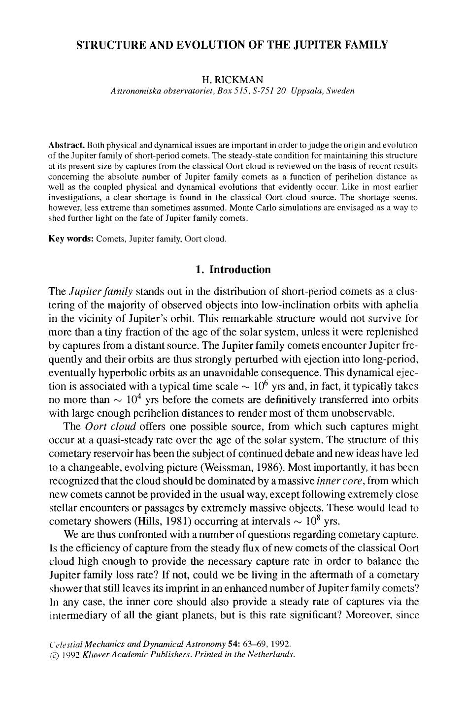 Structure and evolution of the Jupiter family by Unknown
