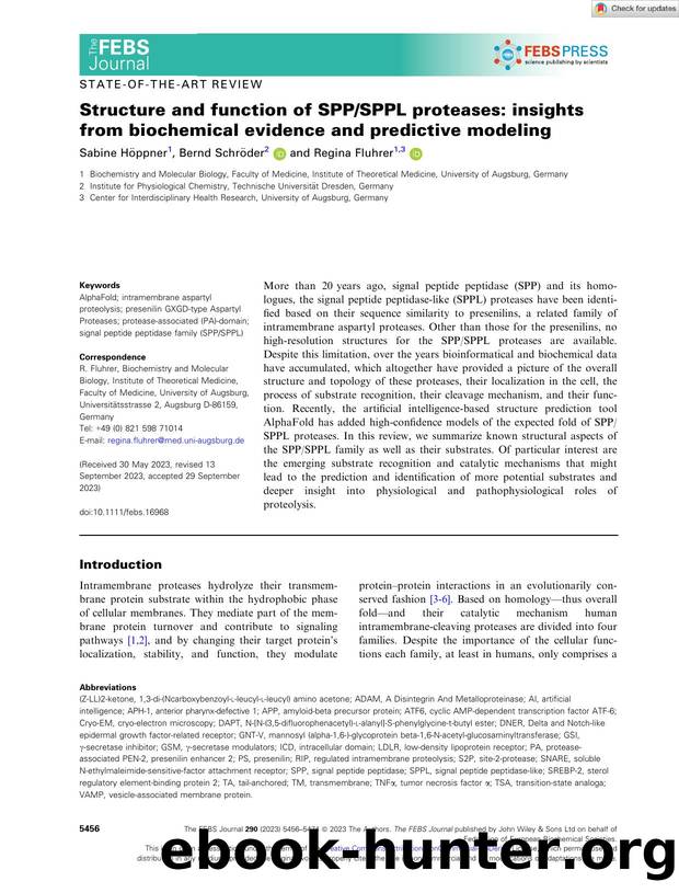 Structure and function of SPPSPPL proteases: insights from biochemical evidence and predictive modeling by Unknown
