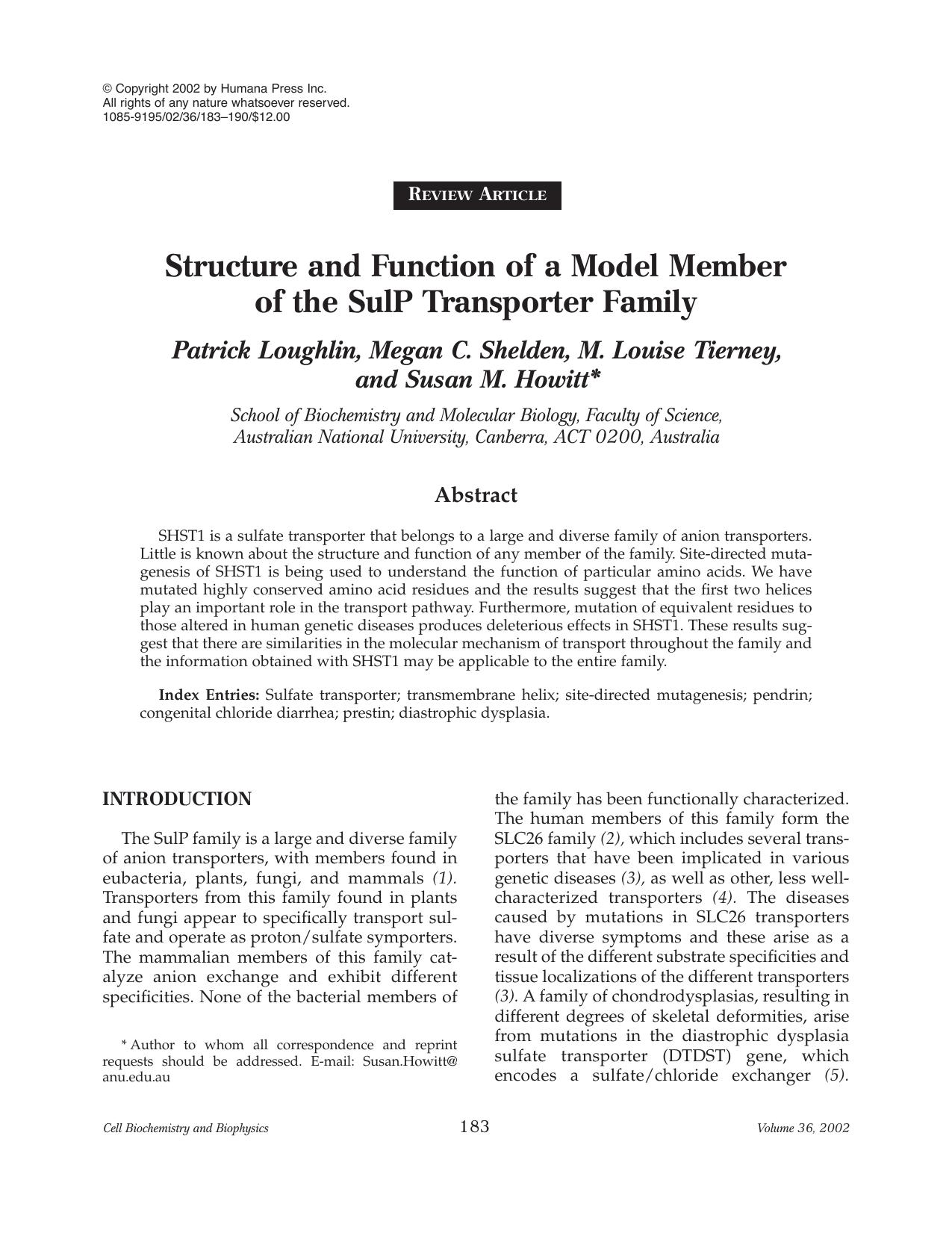 Structure and function of a model member of the SulP transporter family by Unknown