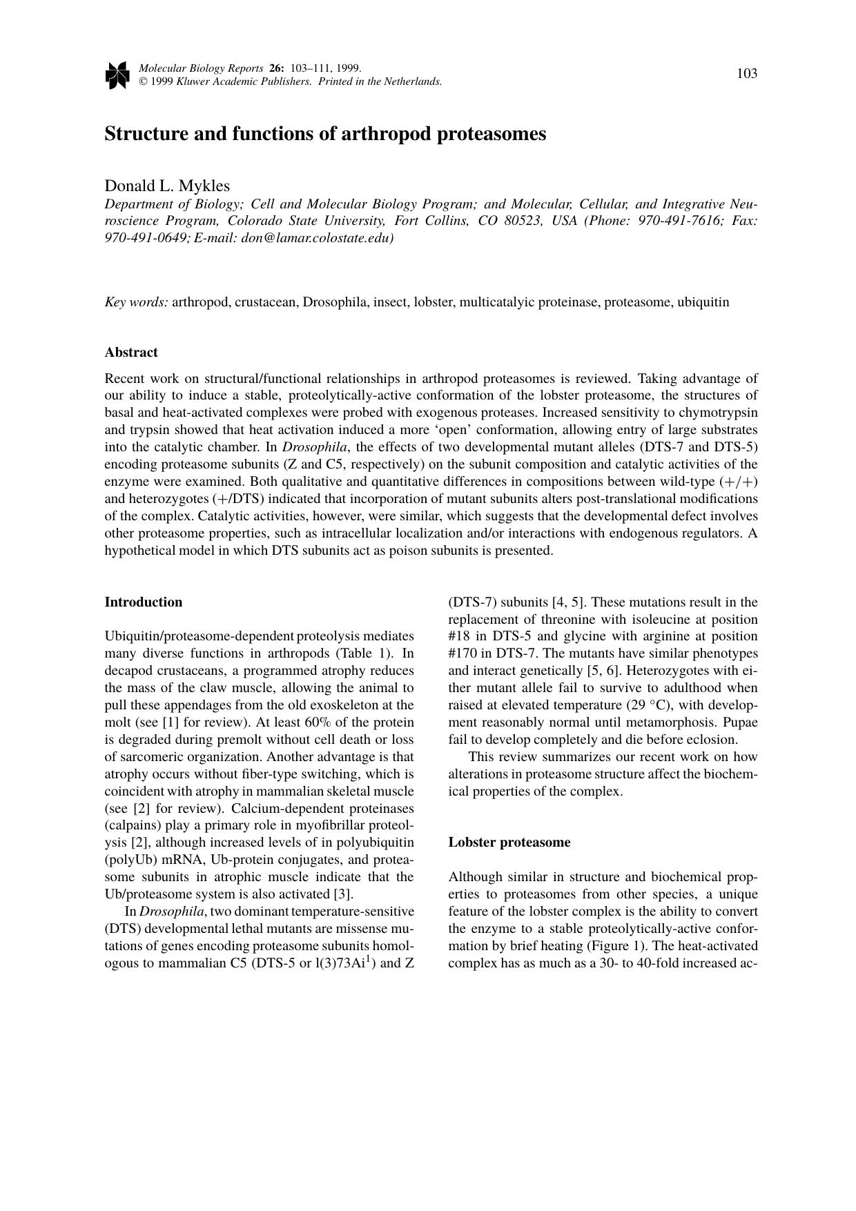 Structure and functions of arthropod proteasomes by Unknown