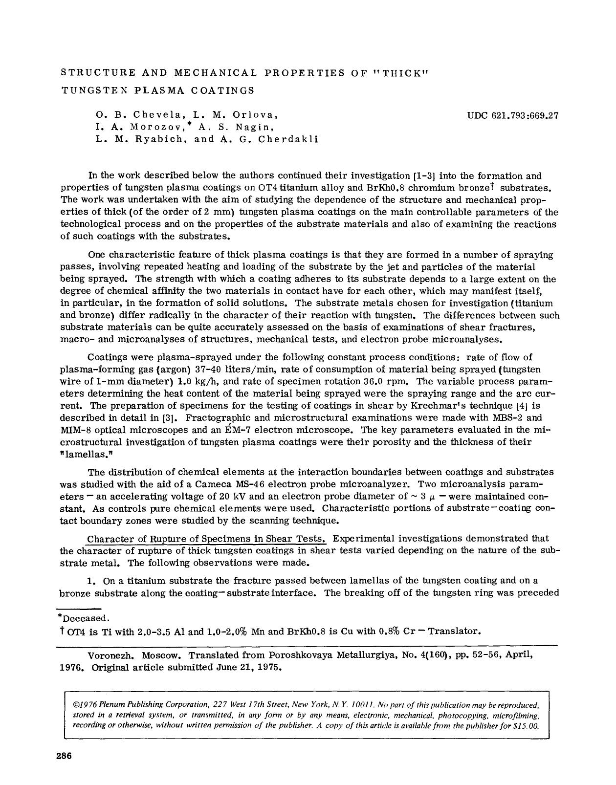 Structure and mechanical properties of &#x201C;thick&#x201D; tungsten plasma coatings by Unknown