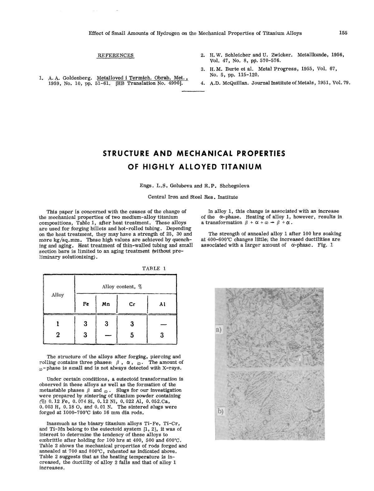 Structure and mechanical properties of highly alloyed titanium by Unknown