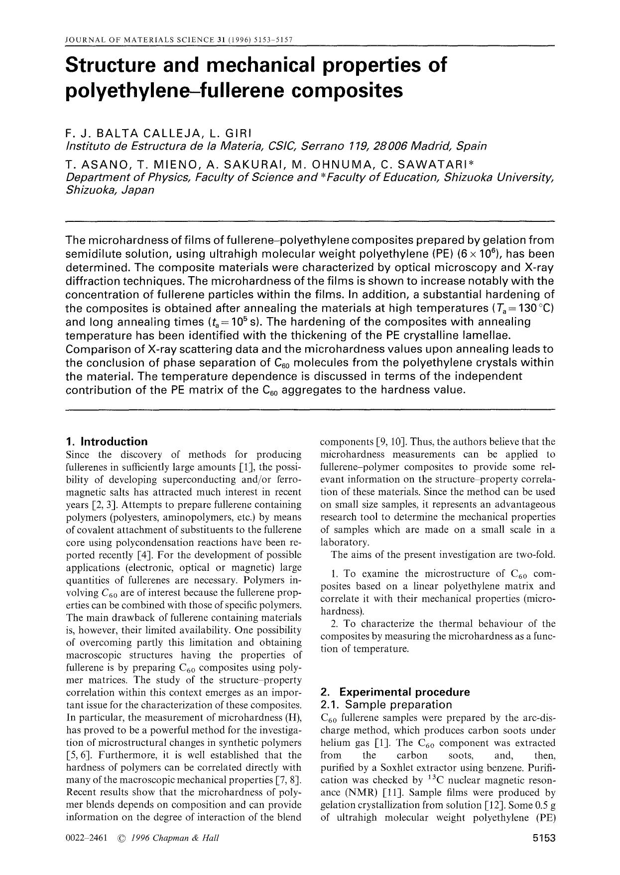 Structure and mechanical properties of polyethylene-fullerene composites by Unknown