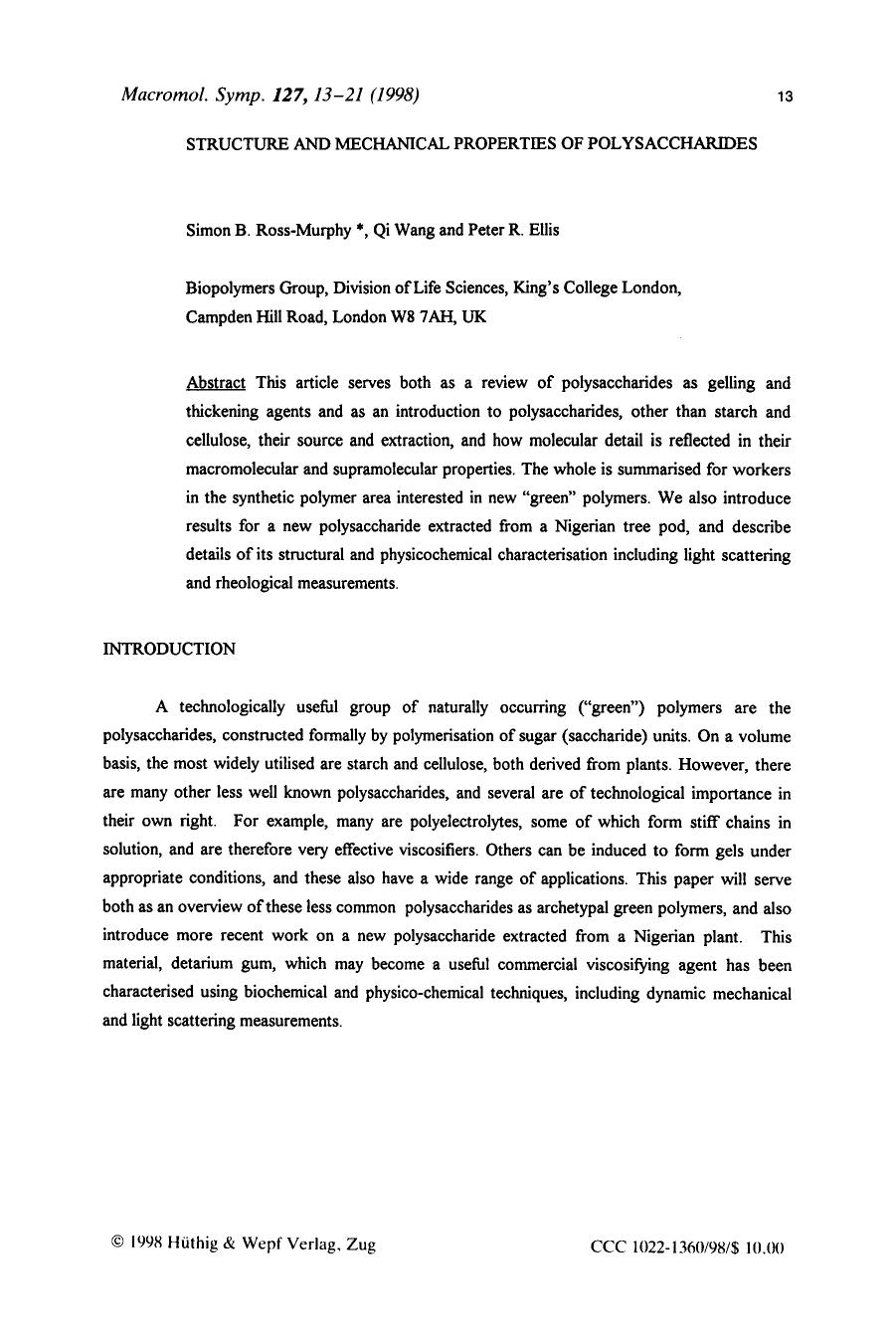 Structure and mechanical properties of polysaccharides by Unknown