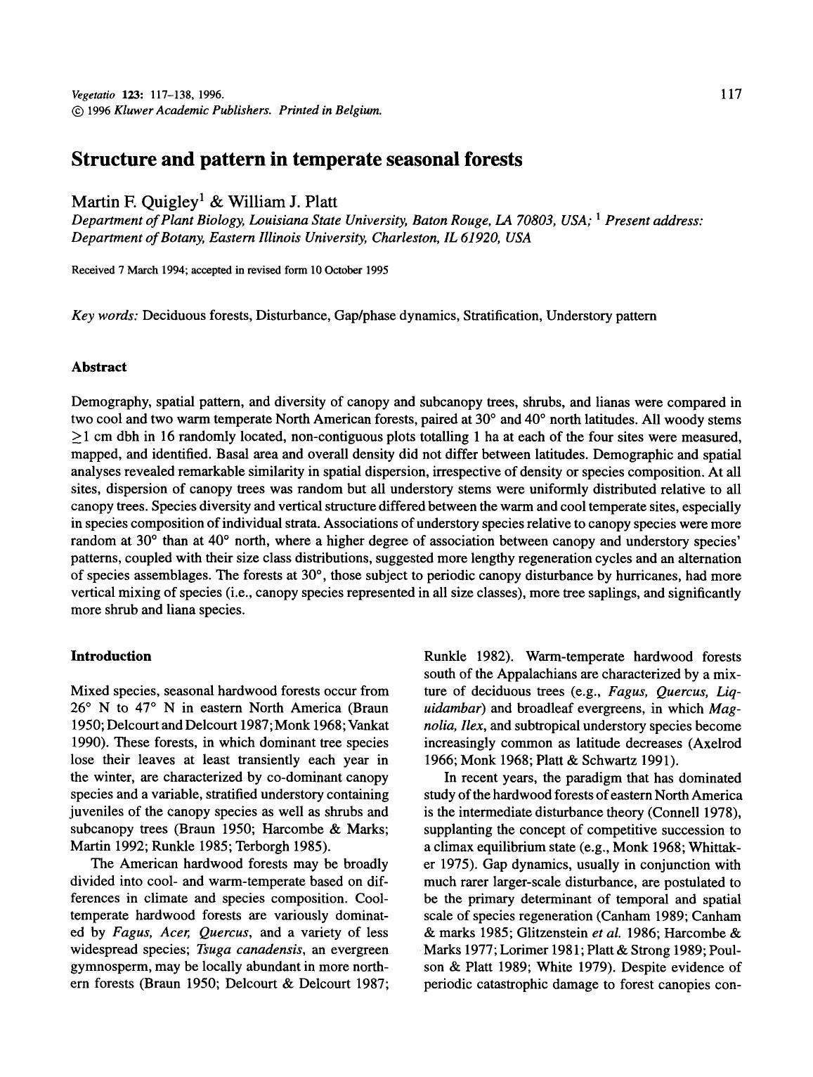 Structure and pattern in temperate seasonal forests by Unknown