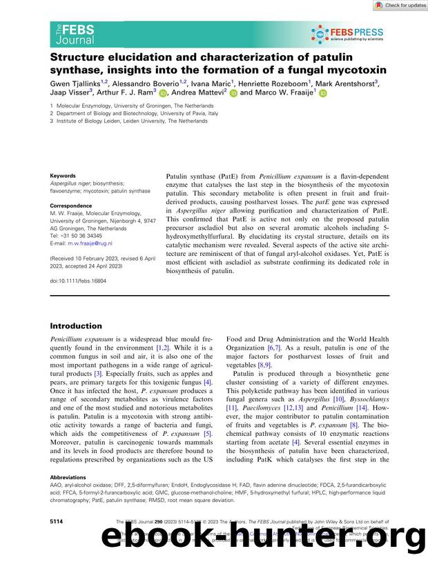 Structure elucidation and characterization of patulin synthase, insights into the formation of a fungal mycotoxin by Unknown