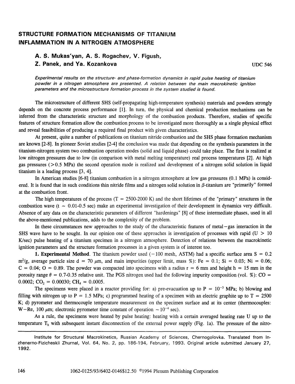 Structure formation mechanisms of titanium inflammation in a nitrogen atmosphere by Unknown