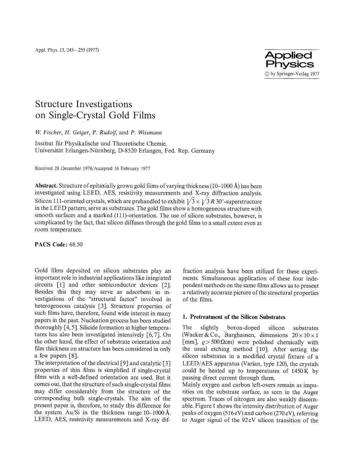Structure investigations on single-crystal gold films by Unknown