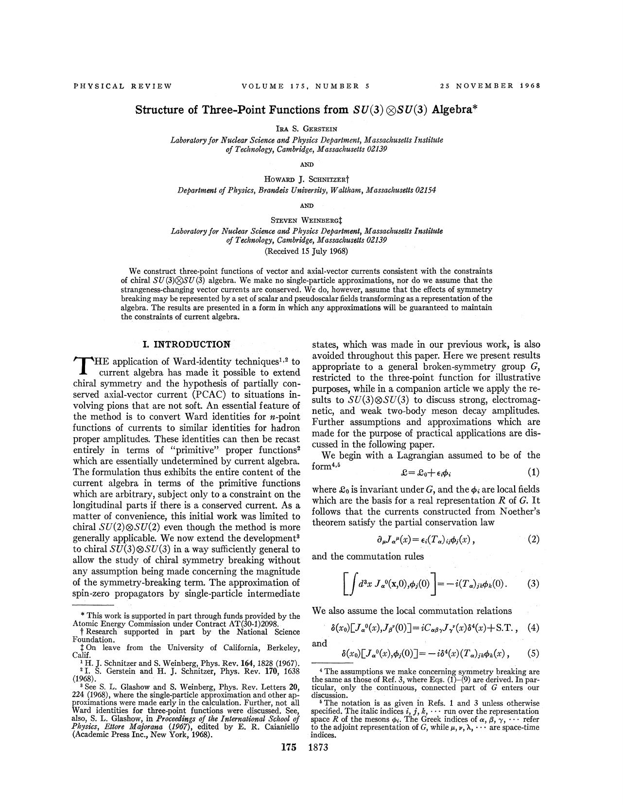 Structure of Three-Point Functions from SU(3)(x)SU(3) Algebra (1968) by Unknown
