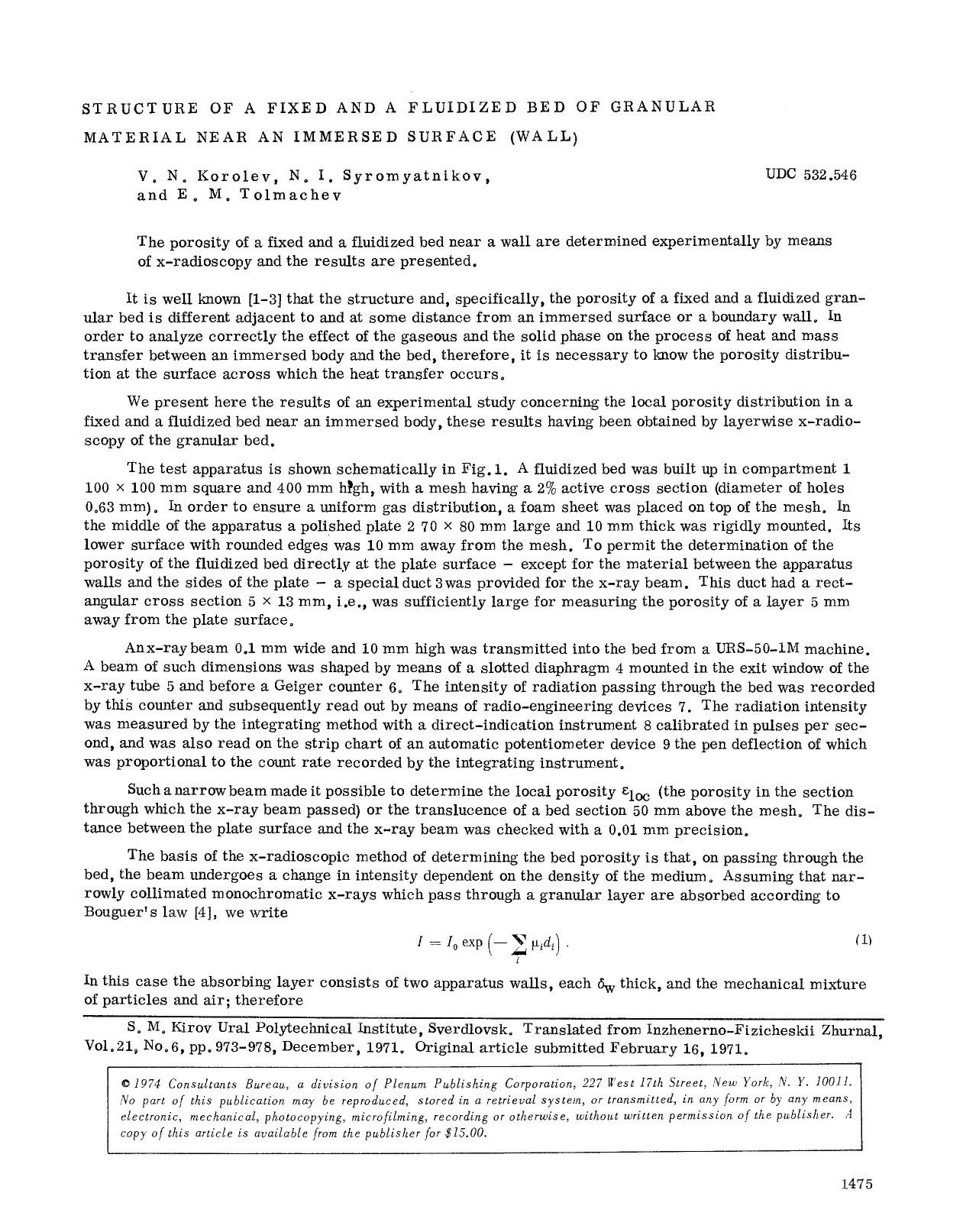 Structure of a fixed and a fluidized bed of granular material near an immersed surface (wall) by Unknown