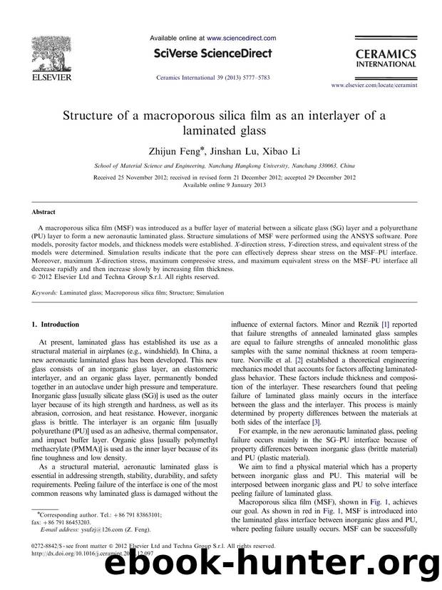 Structure of a macroporous silica film as an interlayer of a laminated glass by Zhijun Feng & Jinshan Lu & Xibao Li
