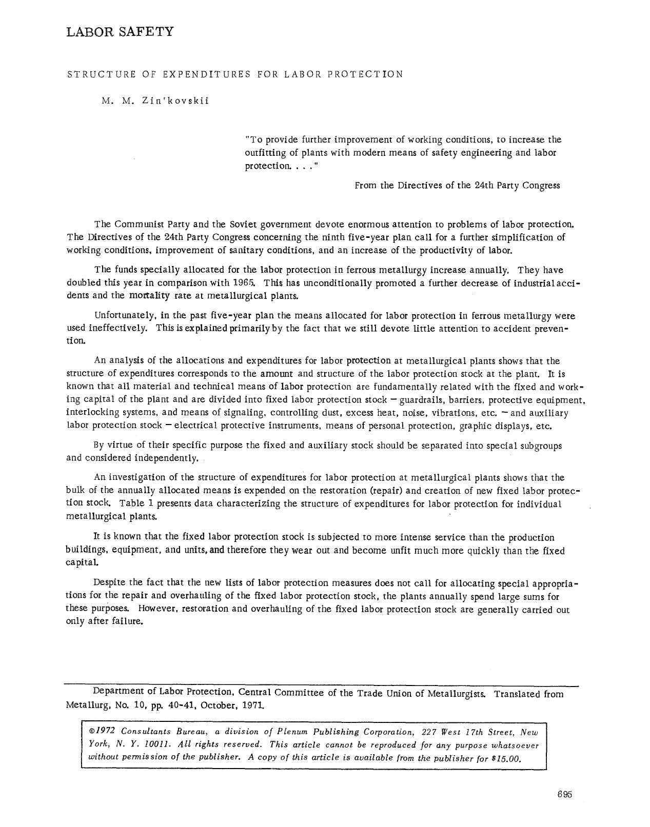 Structure of expenditures for labor protection by Unknown