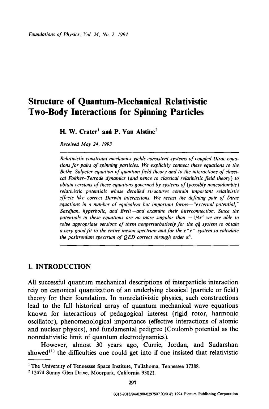 Structure of quantum-mechanical relativistic two-body interactions for spinning particles by Unknown