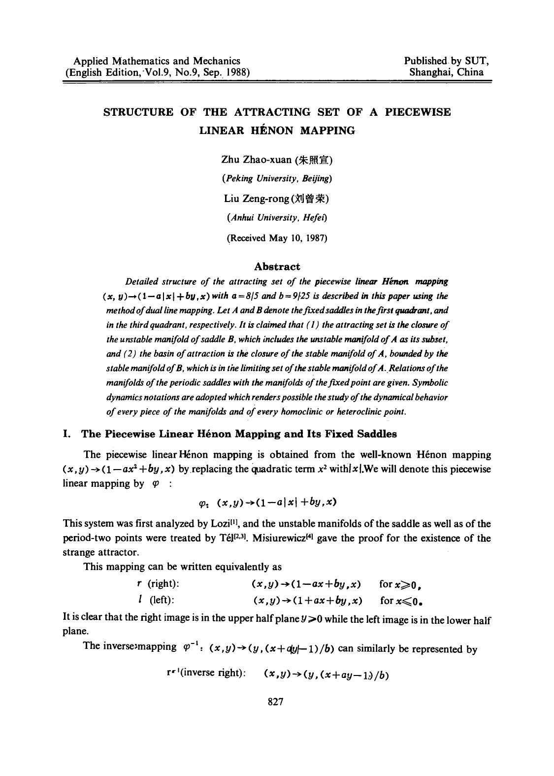 Structure of the attracting set of a piecewise linear Hénon mapping by Unknown