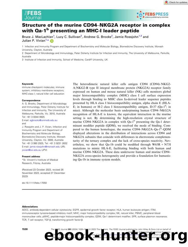 Structure of the murine CD94âNKG2A receptor in complex with Qaâ1b presenting an MHCâI leader peptide by Unknown