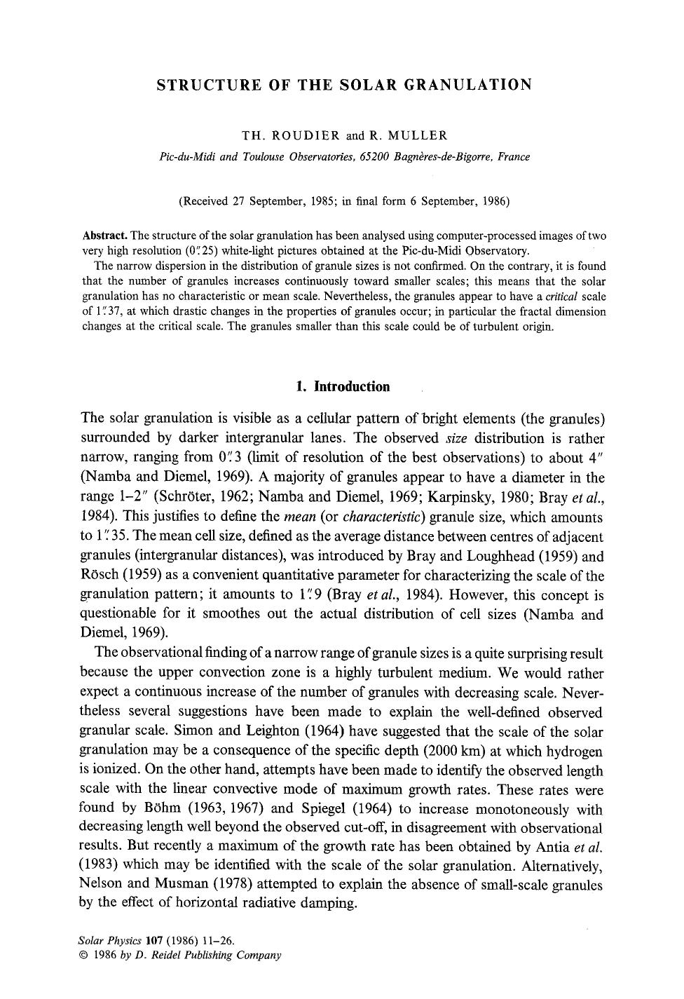 Structure of the solar granulation by Unknown