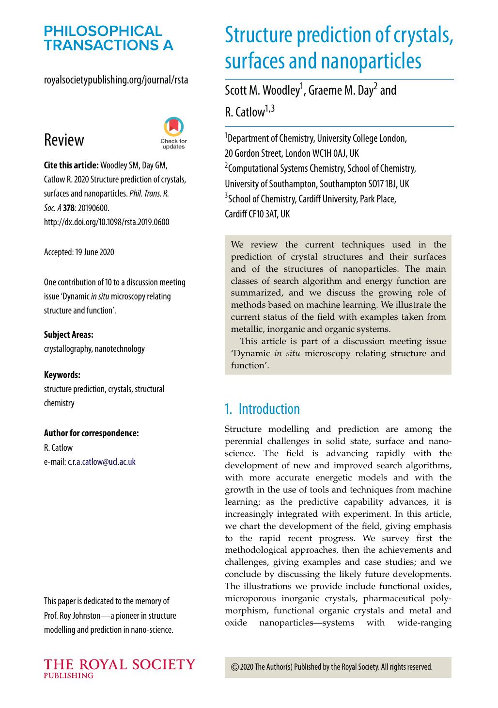 Structure prediction of crystals, surfaces and nanoparticles by Unknown