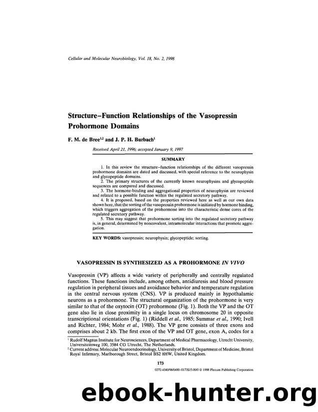 Structure&#x2013;Function Relationships of the Vasopressin Prohormone Domains by Unknown