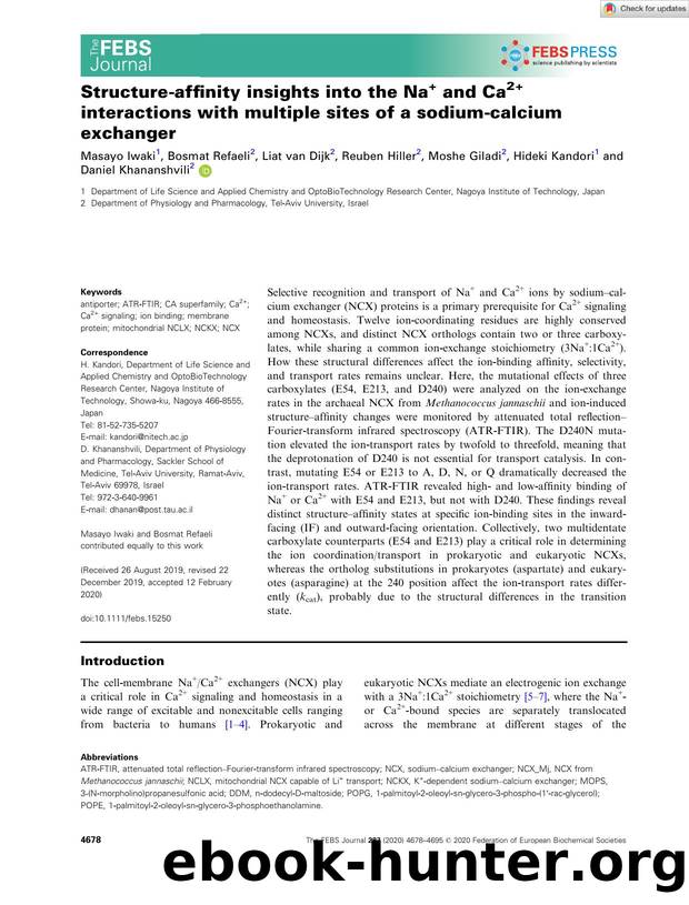 Structureâaffinity insights into the Na+ and Ca2+ interactions with multiple sites of a sodiumâcalcium exchanger by Unknown